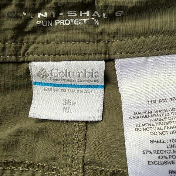 columbia mens shorts * size 36 * zippered pockets * sun protection * omni shade - Picture 8 of 8